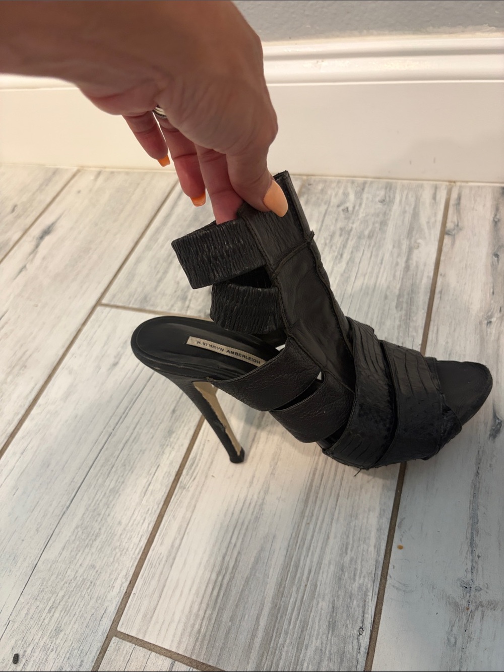 Black Strappy Peep-Toe Heels